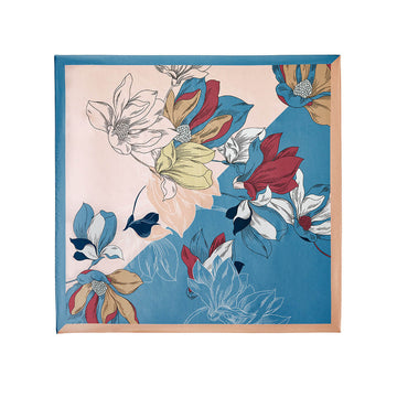 Designer Silk Scarf Neck Scarf, Blue Magnolia